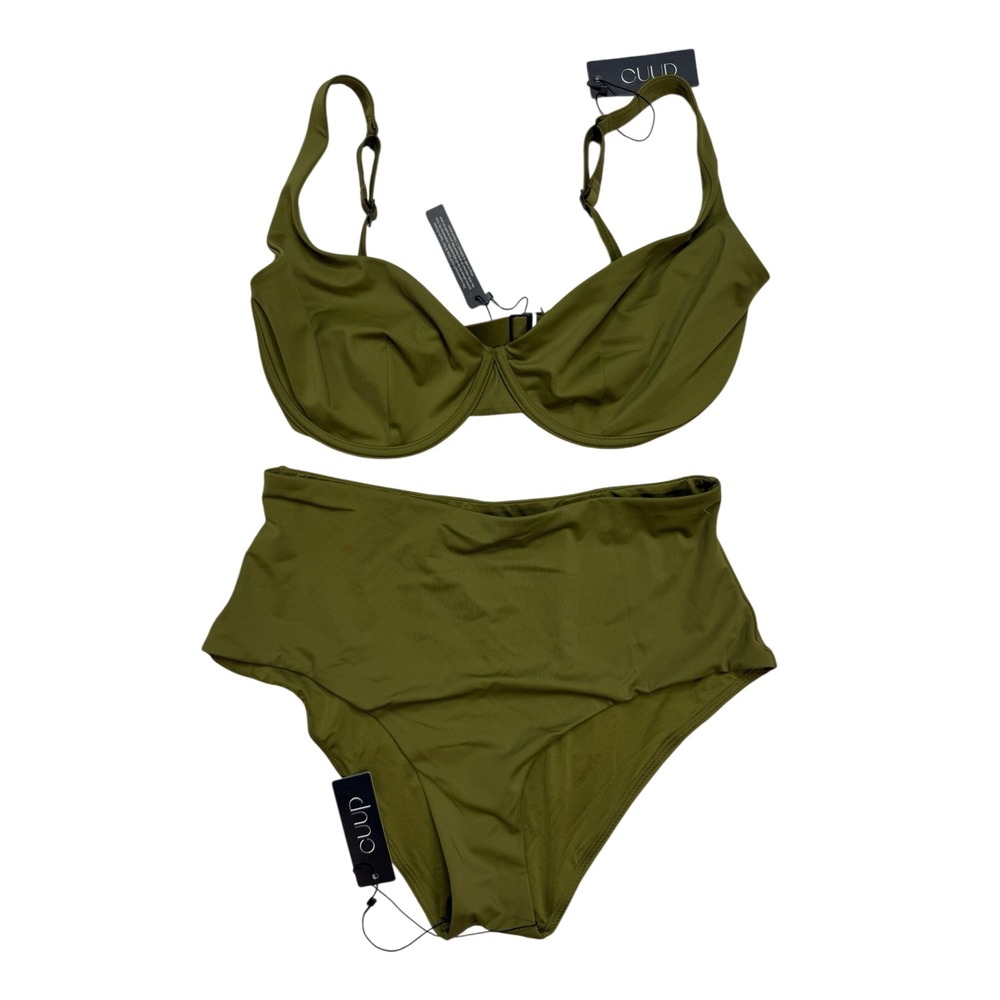 Cuup Fern Green The Scoop wired swim top & Bottom SZ 5 (30E 32D Top/ XL Bottom)
